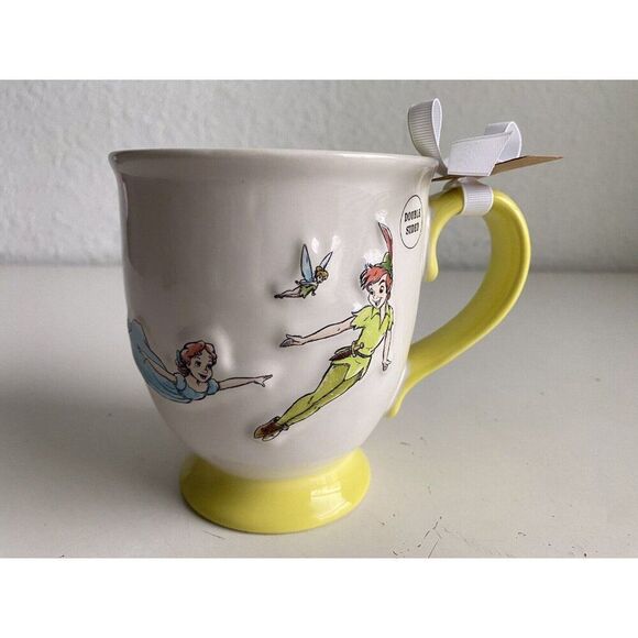 Rae Dunn Disney Peter Pan Tinkerbell Wendy Flying Never Grow Up Ceramic Mug Cup - Picture 1 of 11